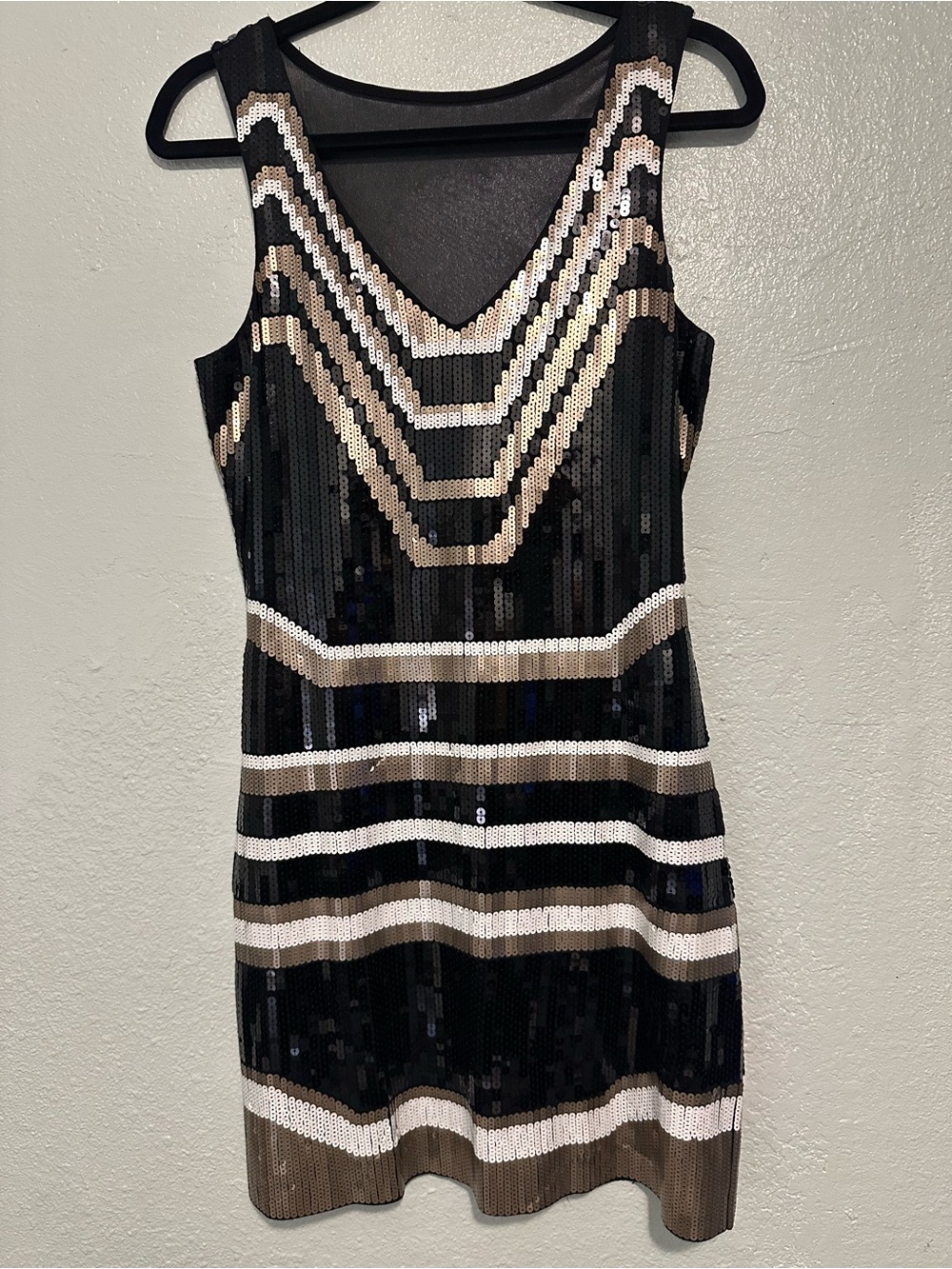 Express Sequined Black and Gold Sleeveless Cocktail Dress Size Small